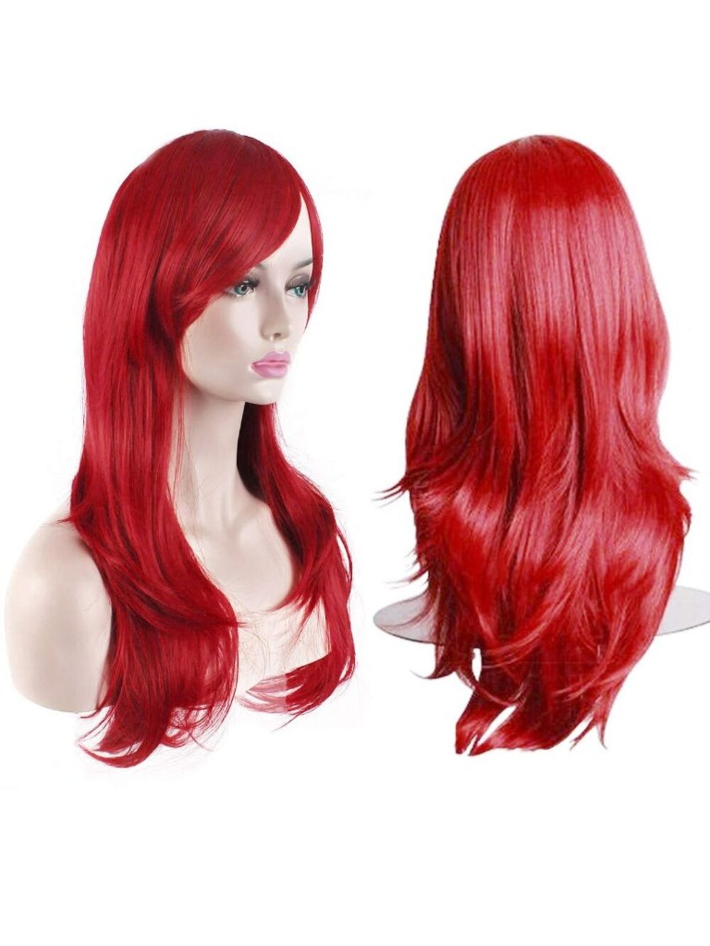 Women's Red 28 Inch Classic Long Synthetic Wavy Cosplay Curly Hair Wigs
